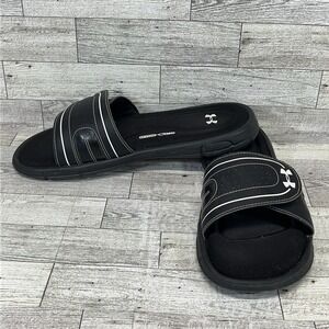 Under Armour Ignite VIII Black White‎ Slide Sandals 1287319-001 Women Size 11